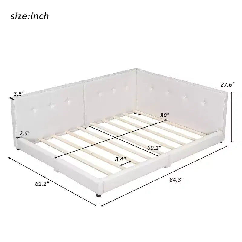 Letto a piattaforma Queen/Full Size, Letto da giorno imbottito a terra con porte USB - ModernLuxe
