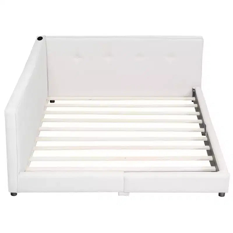 Letto a piattaforma Queen/Full Size, Letto da giorno imbottito a terra con porte USB - ModernLuxe