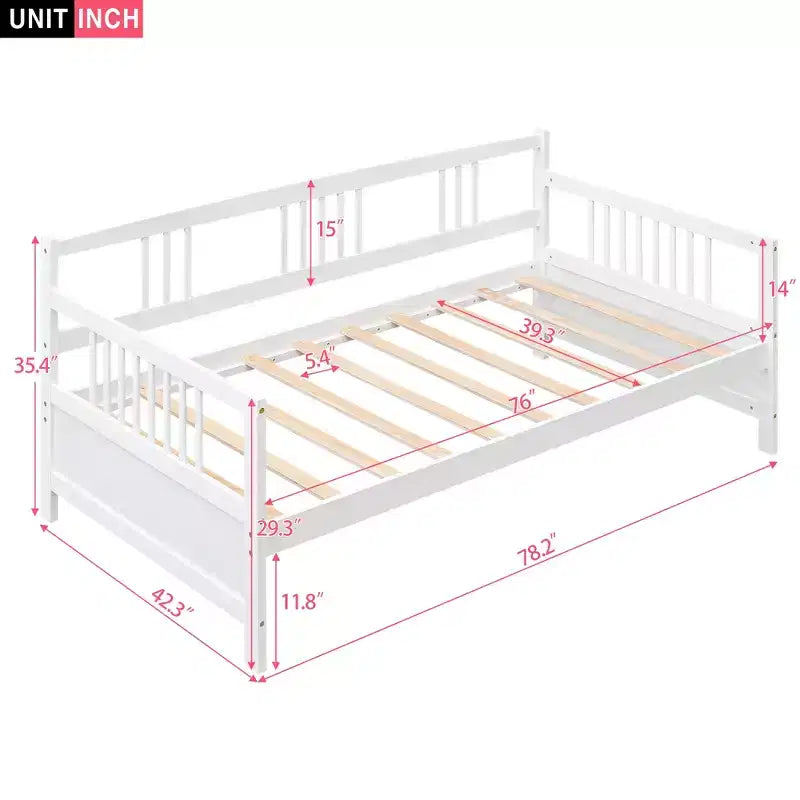 Daybed con struttura in legno massiccio Whisen Modern Design, dimensioni piazza singola