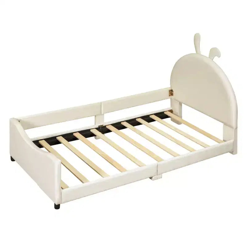 Whisen Morden Design Letto a Giorno Imbottito Una Piazza con Testiera a Forma di Orecchie di Coniglio
