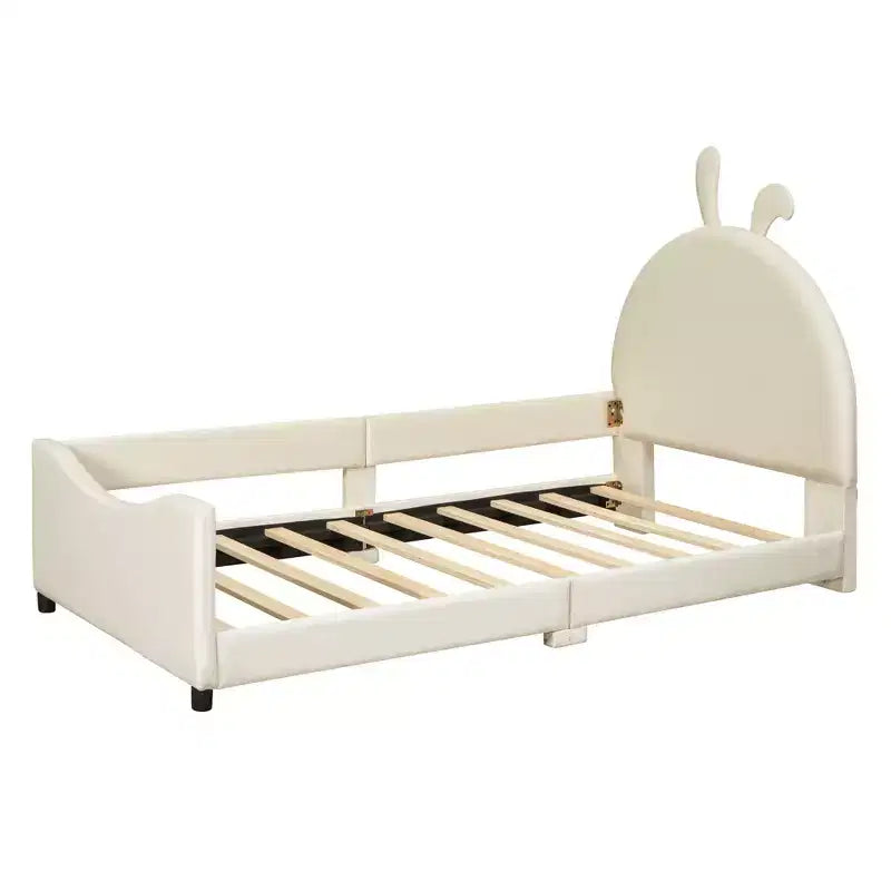 Whisen Morden Design Letto a Giorno Imbottito Una Piazza con Testiera a Forma di Orecchie di Coniglio