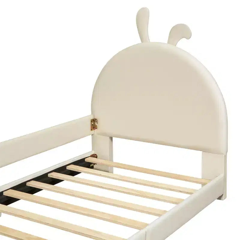 Whisen Morden Design Letto a Giorno Imbottito Una Piazza con Testiera a Forma di Orecchie di Coniglio