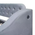 Divano letto imbottito a una piazza Whisen Morden Design con braccioli contenitore e porta USB