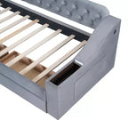 Divano letto imbottito a una piazza Whisen Morden Design con braccioli contenitore e porta USB