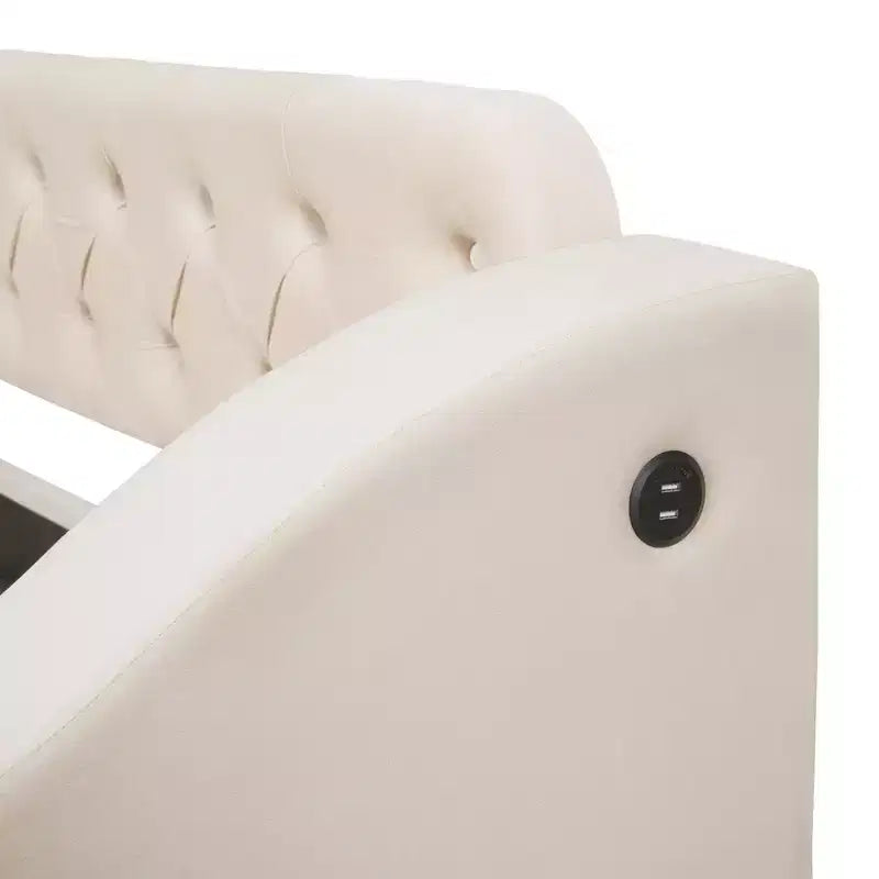 Divano letto imbottito a una piazza Whisen Morden Design con braccioli contenitore e porta USB