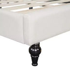 Divano letto Whisen in lino con gambe in legno massello dal design elegante a forma di L