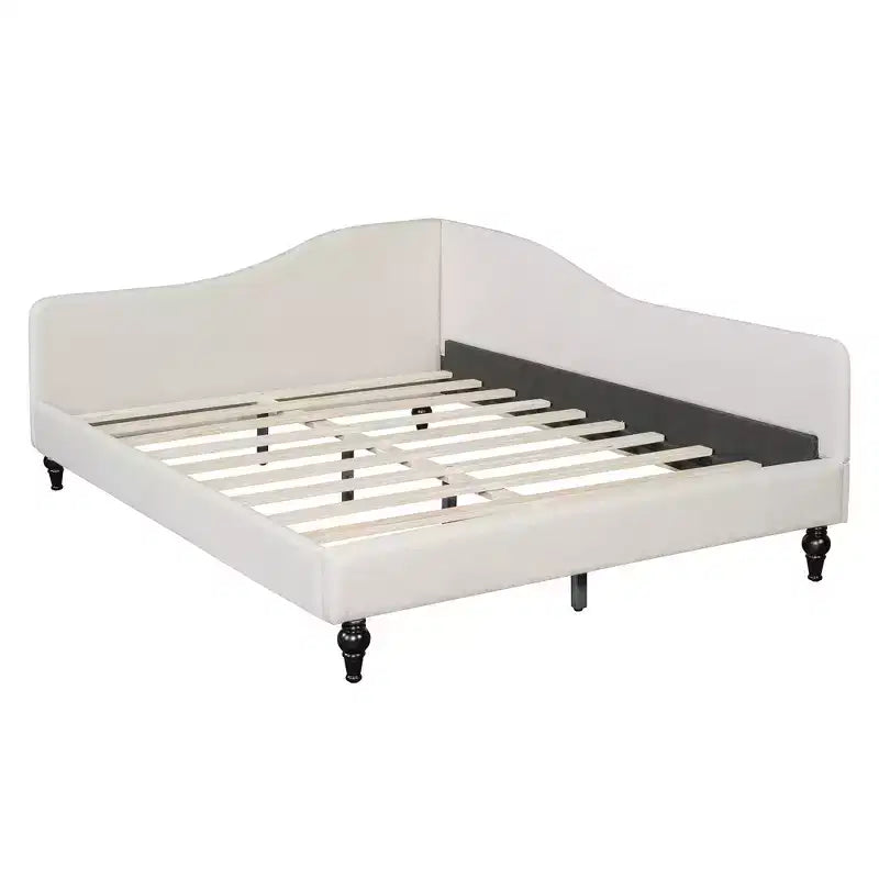 Divano letto Whisen in lino con gambe in legno massello dal design elegante a forma di L