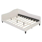 Divano letto Whisen in lino con gambe in legno massello dal design elegante a forma di L