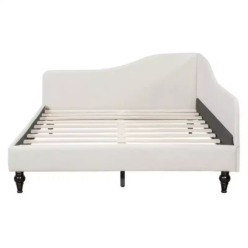 Divano letto Whisen in lino con gambe in legno massello dal design elegante a forma di L