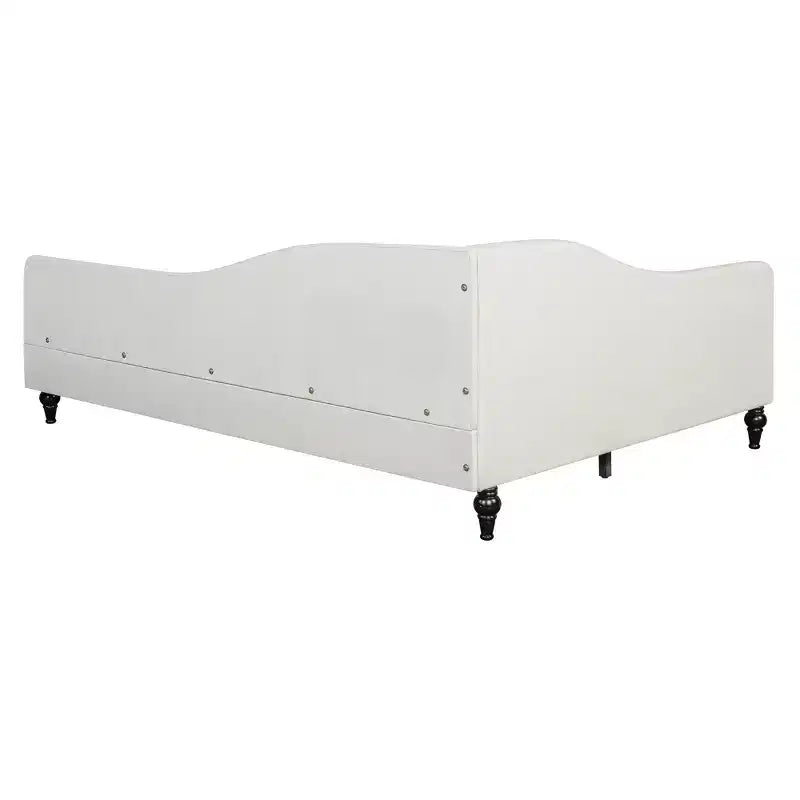 Divano letto Whisen in lino con gambe in legno massello dal design elegante a forma di L
