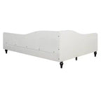 Divano letto Whisen in lino con gambe in legno massello dal design elegante a forma di L