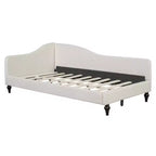 Divano letto Whisen in lino con gambe in legno massello dal design elegante a forma di L