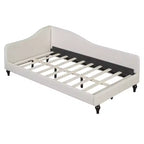 Divano letto Whisen in lino con gambe in legno massello dal design elegante a forma di L