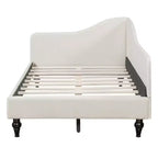 Divano letto Whisen in lino con gambe in legno massello dal design elegante a forma di L