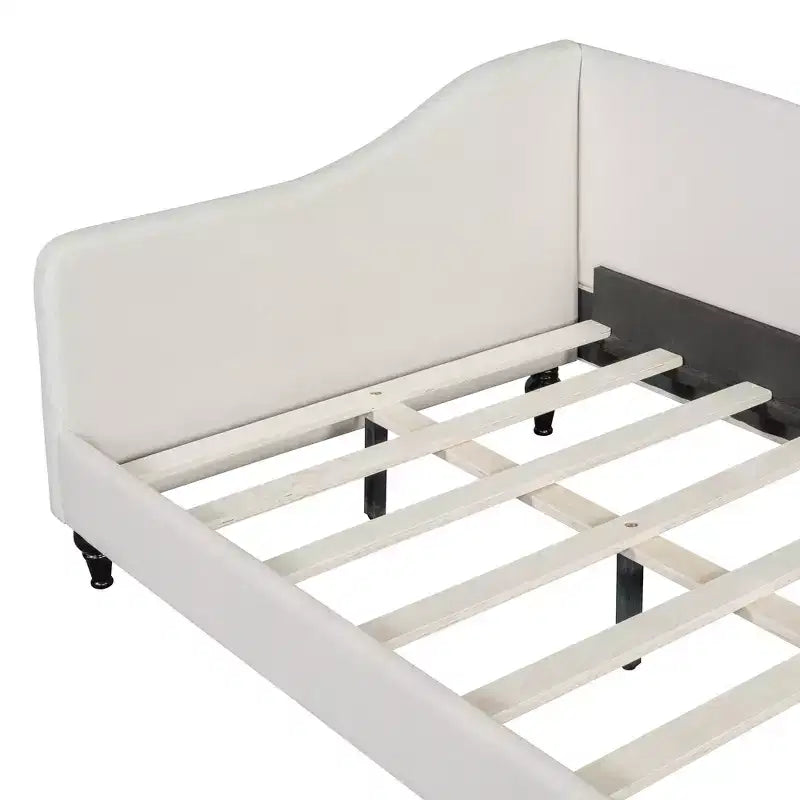 Divano letto Whisen in lino con gambe in legno massello dal design elegante a forma di L