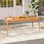 Tavolo da Pranzo da Esterno in Legno di Acacia per 6 Persone con Foro per Ombrellone da 1.96" Rettangolare Costway