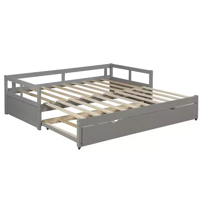 Divano letto in legno Whisen con letto estraibile, telaio estensibile da singolo a king-size