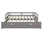 Divano letto in legno Whisen con letto estraibile, telaio estensibile da singolo a king-size