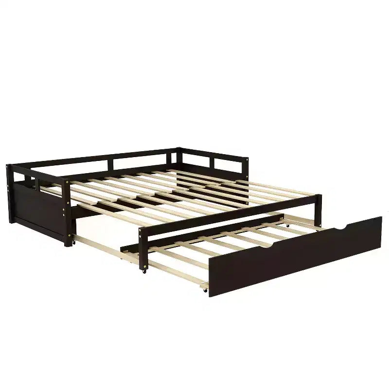Divano letto in legno Whisen con letto estraibile, telaio estensibile da singolo a king-size