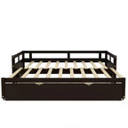 Divano letto in legno Whisen con letto estraibile, telaio estensibile da singolo a king-size