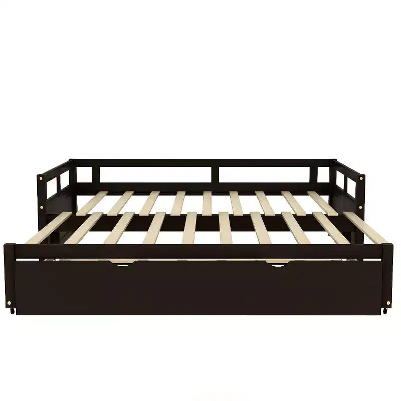 Divano letto in legno Whisen con letto estraibile, telaio estensibile da singolo a king-size
