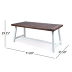 GDFStudio Bowman Tavolo da pranzo moderno industriale da esterno in legno di acacia da 71 W con gambe in metallo