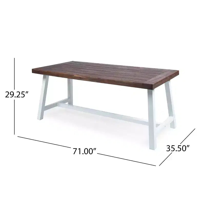 GDFStudio Bowman Tavolo da pranzo moderno industriale da esterno in legno di acacia da 71 W con gambe in metallo