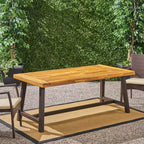 GDFStudio Bowman Tavolo da pranzo moderno industriale da esterno in legno di acacia da 71 W con gambe in metallo