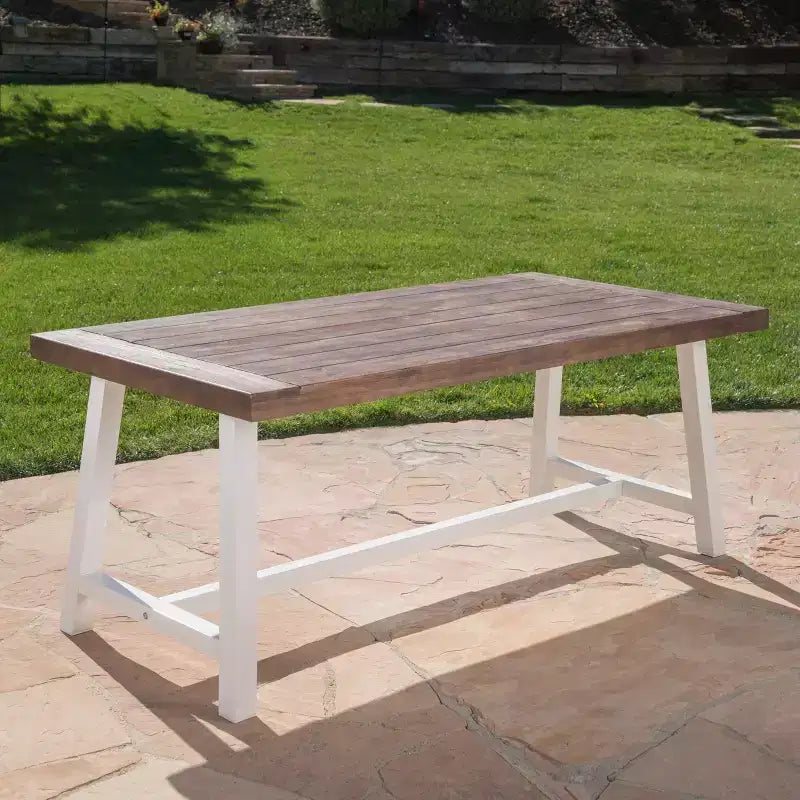 GDFStudio Bowman Tavolo da pranzo moderno industriale da esterno in legno di acacia da 71 W con gambe in metallo