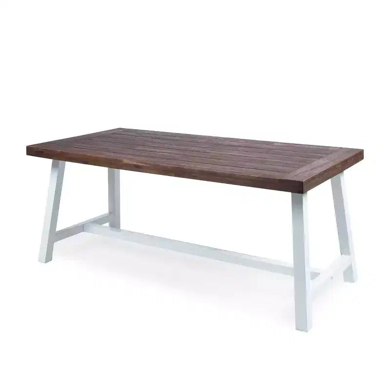 GDFStudio Bowman Tavolo da pranzo moderno industriale da esterno in legno di acacia da 71 W con gambe in metallo