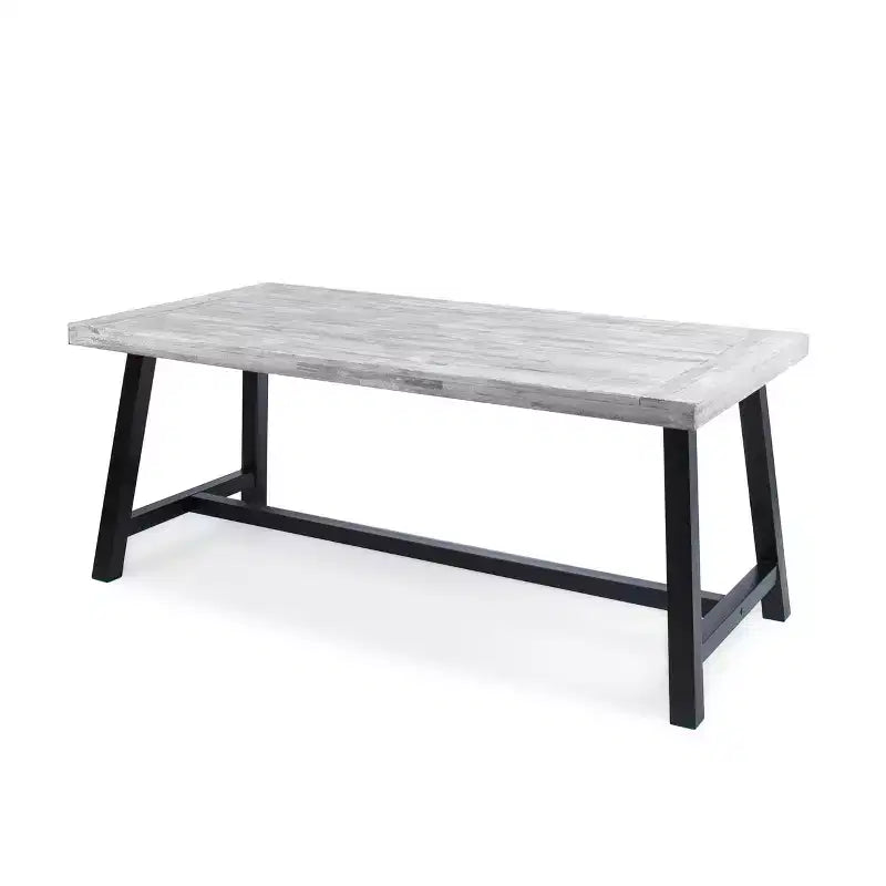 GDFStudio Bowman Tavolo da pranzo moderno industriale da esterno in legno di acacia da 71 W con gambe in metallo