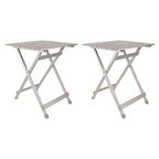 Camco 2 Pack Large Durable Aluminum Fold Away Design Multi Use Outdoor Side Table for RVs, Campsites, Picnics, and Patios, Silver