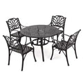 Christopher Knight Home Alfresco Outdoor Aluminum 5 Piece Dining Set with Lattice Design and Umbrella Hole, Bronze