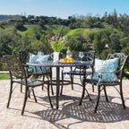 Christopher Knight Home Alfresco Set da Pranzo da Esterno in Alluminio 5 Pezzi con Motivo a Griglia e Foro per Ombrellone, Bronzo