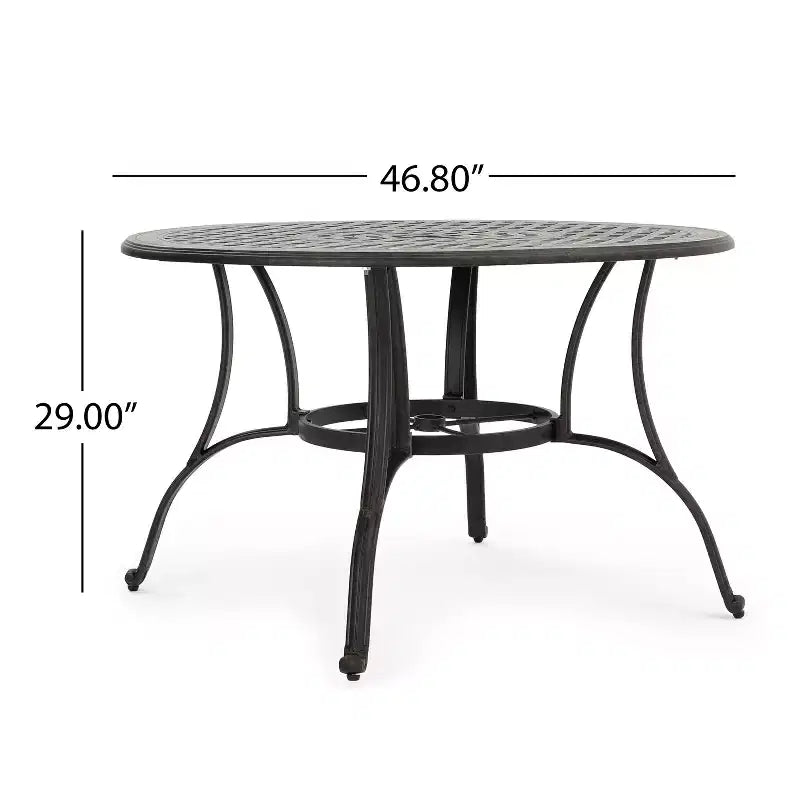 Christopher Knight Home Alfresco Set da Pranzo da Esterno in Alluminio 5 Pezzi con Motivo a Griglia e Foro per Ombrellone, Bronzo