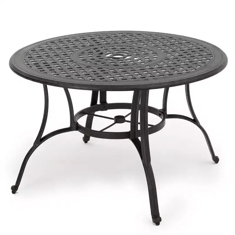 Christopher Knight Home Alfresco Set da Pranzo da Esterno in Alluminio 5 Pezzi con Motivo a Griglia e Foro per Ombrellone, Bronzo