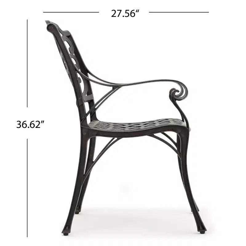 Christopher Knight Home Alfresco Set da Pranzo da Esterno in Alluminio 5 Pezzi con Motivo a Griglia e Foro per Ombrellone, Bronzo