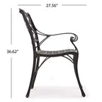 Christopher Knight Home Alfresco Set da Pranzo da Esterno in Alluminio 5 Pezzi con Motivo a Griglia e Foro per Ombrellone, Bronzo