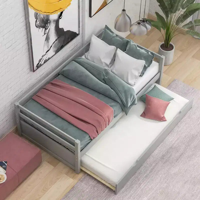 Whisen Divano Letto Moderno una Piazza e Mezza in Legno con Letto Estraibile, Struttura Robusta