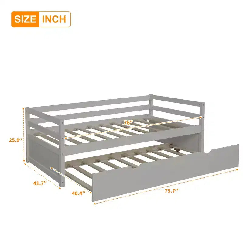 Whisen Divano Letto Moderno una Piazza e Mezza in Legno con Letto Estraibile, Struttura Robusta