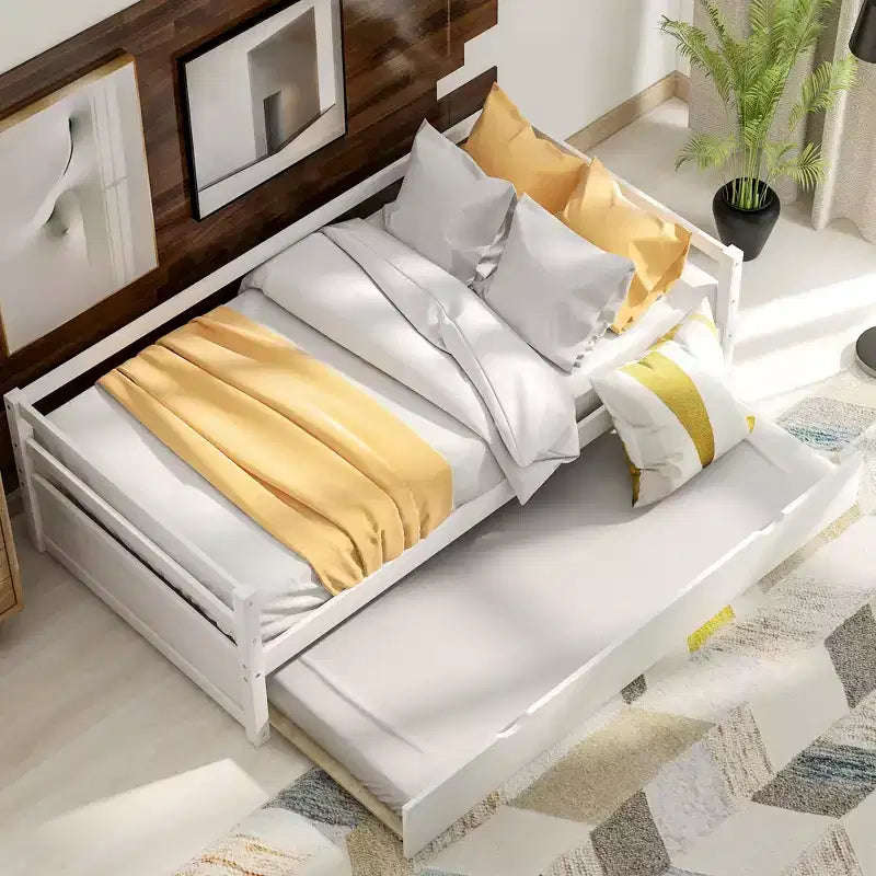 Whisen Divano Letto Moderno una Piazza e Mezza in Legno con Letto Estraibile, Struttura Robusta
