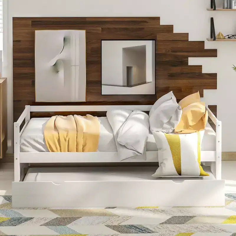 Whisen Divano Letto Moderno una Piazza e Mezza in Legno con Letto Estraibile, Struttura Robusta