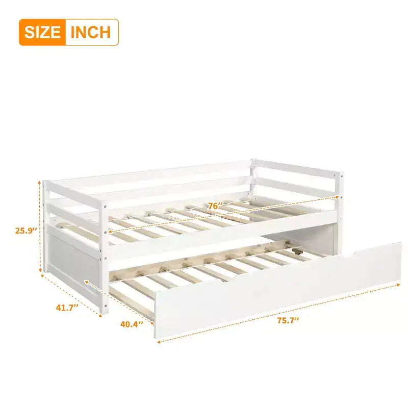 Whisen Divano Letto Moderno una Piazza e Mezza in Legno con Letto Estraibile, Struttura Robusta