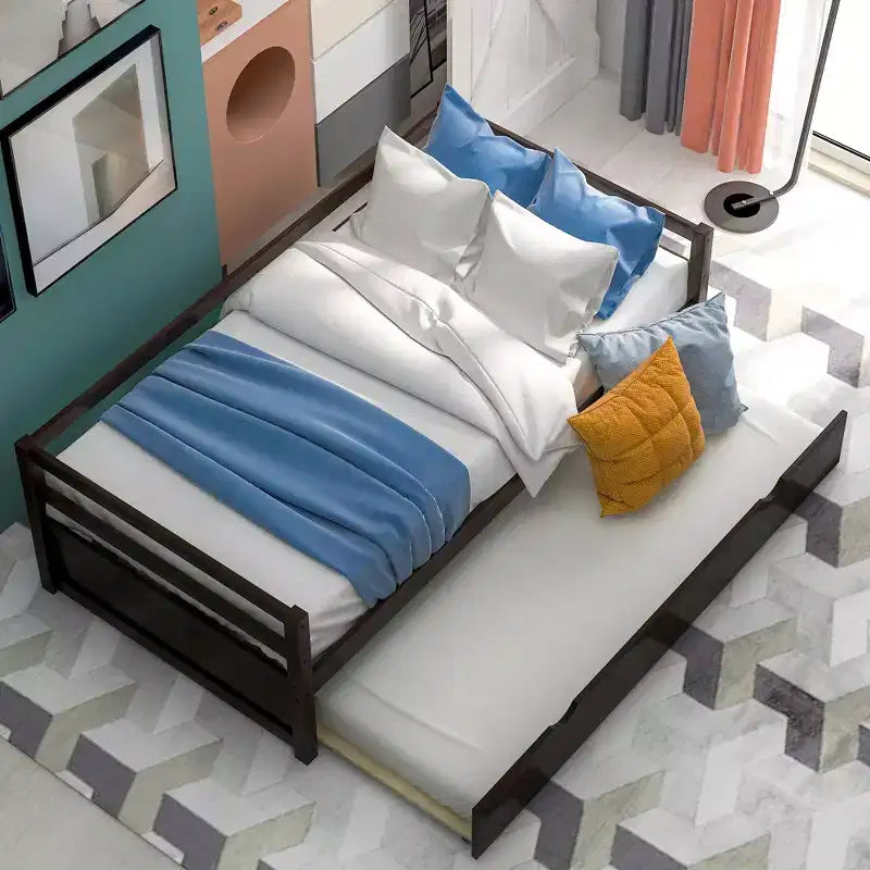 Whisen Divano Letto Moderno una Piazza e Mezza in Legno con Letto Estraibile, Struttura Robusta