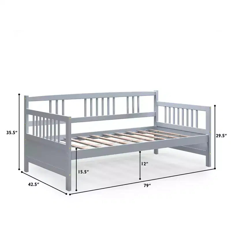 Costway Divano Letto una Piazza e Mezza in Legno con Doghe Piattaforma Robusta con Sponde Bianco/Ciliegio