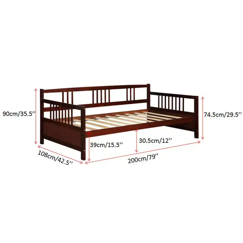 Costway Divano Letto una Piazza e Mezza in Legno con Doghe Piattaforma Robusta con Sponde Bianco/Ciliegio