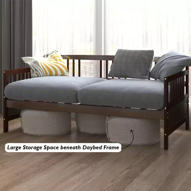 Costway Divano Letto una Piazza e Mezza in Legno con Doghe Piattaforma Robusta con Sponde Bianco/Ciliegio
