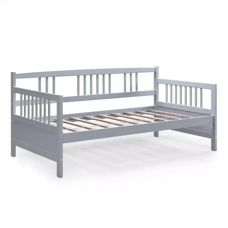 Costway Divano Letto una Piazza e Mezza in Legno con Doghe Piattaforma Robusta con Sponde Bianco/Ciliegio