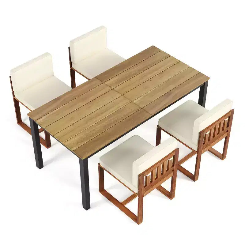 Christopher Knight Home Andrea 5 Pieces Outdoor Metal and Acacia Wood Dining Set