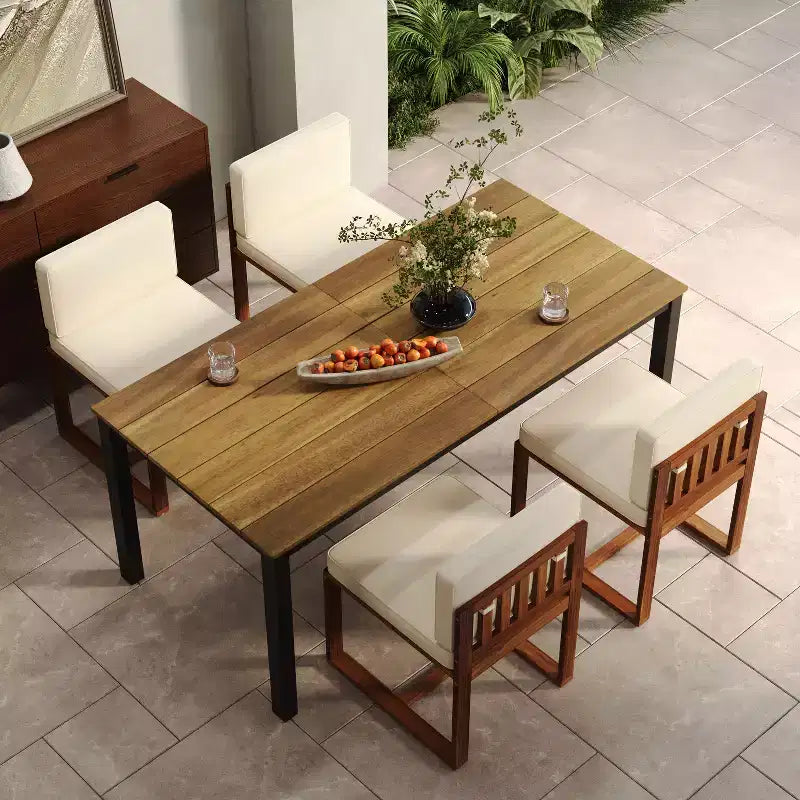 Christopher Knight Home Andrea Set da pranzo da esterno 5 pezzi in metallo e legno di acacia